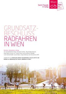 Titelbild des Grundsatzbeschluss Radverkehr. Motiv: Radfahrende bei der Secession.