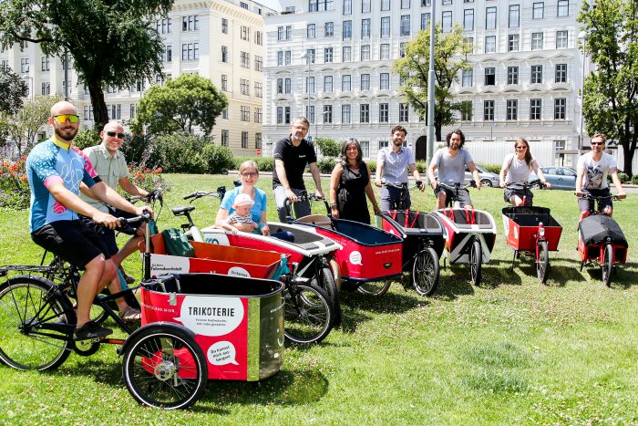 Grätzelräder sind Transportfahrräder die man sich kostenlos ausborgen kann. In Wien gibt es im Jahr 2018 14 Grätzlräder an 13 Standorten. Foto: Christian Fürthner