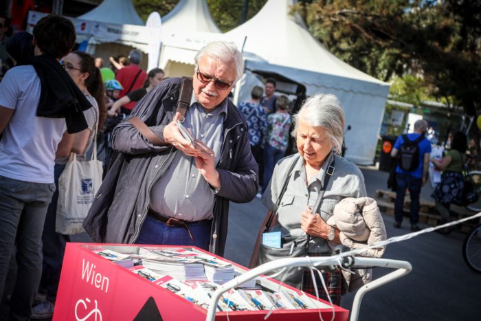 Das Bike Festival fand am 14. und 15. April 2018 am Rathausplatz statt. Es ist das größte Fahrrad-Event Europas. Am Fahrrad Wien Stand gibt es Infos rund ums Radfahren in Wien. Foto: Christian Fürthner