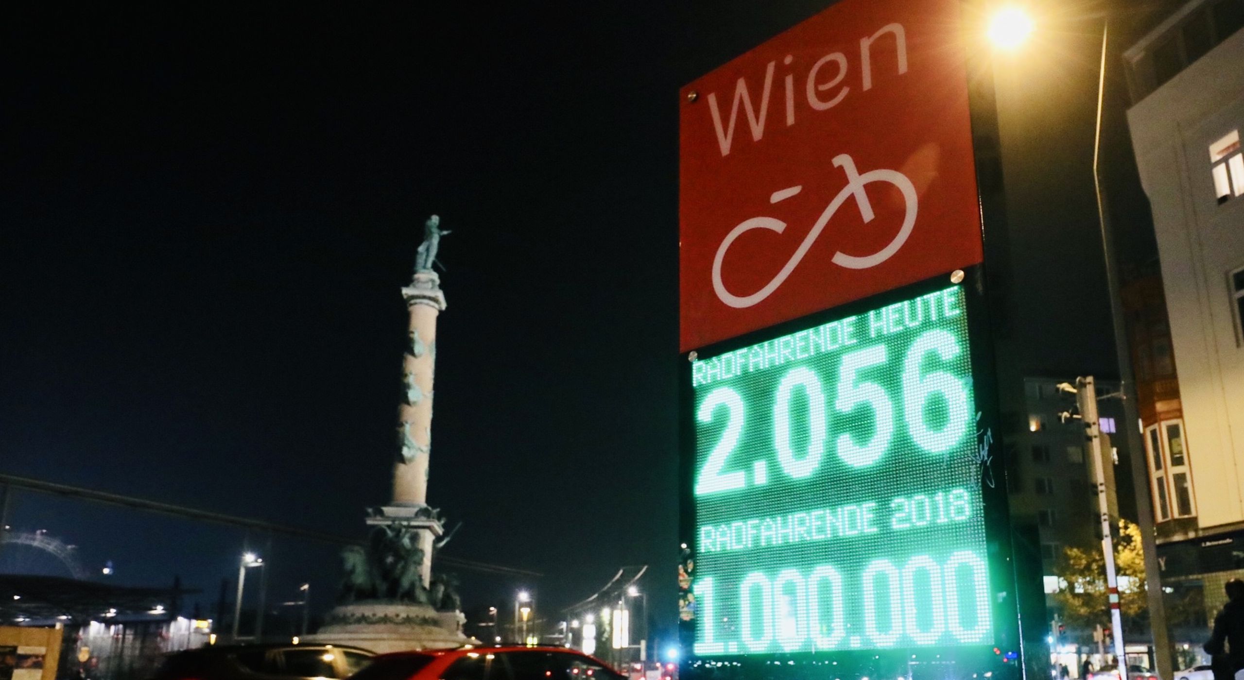 Am 9.11.2018 wurde an der automatischen Zählstelle am Praterstern der Ein-Millionste Radfahrende gezählt. Foto: Christian Fürthner